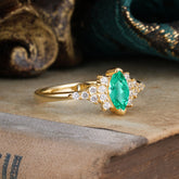 Marquise Cut Vintage Emerald Engagement Ring Wedding Ring